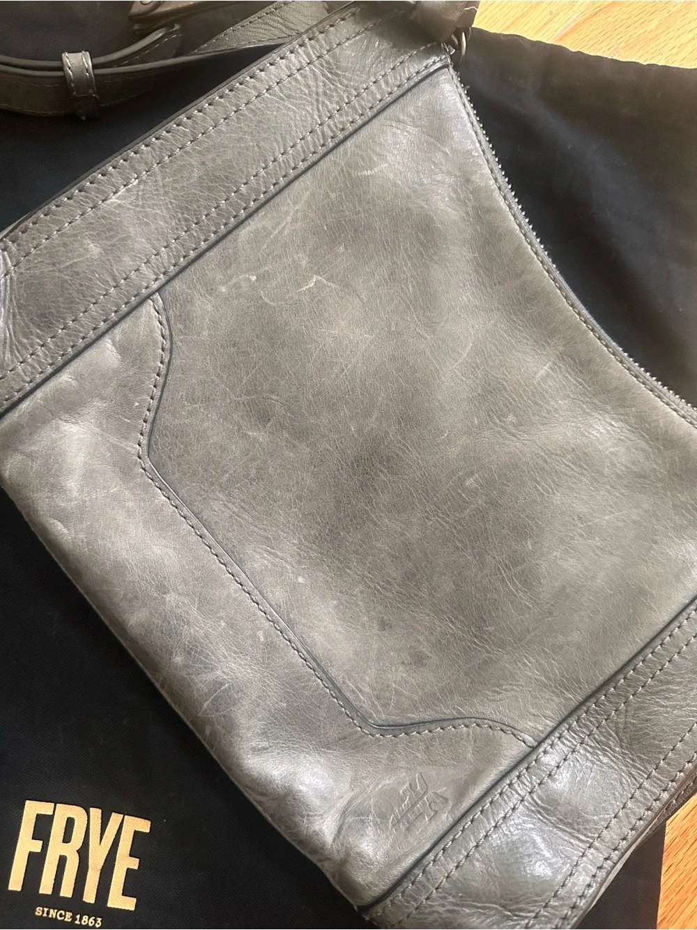 Frye Melissa Charcoal Gray Leather Crossbody Bag